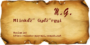 Mlinkó Györgyi névjegykártya